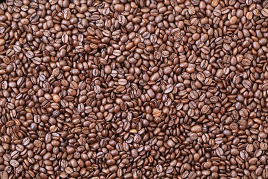 Full frame of dark roasted coffee beans