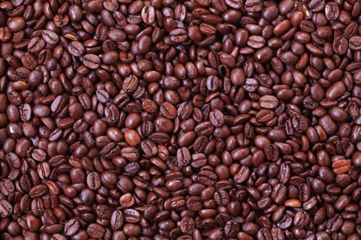 Full frame of dark roasted coffee beans