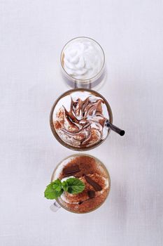 Coffee and chocolate drinks - overhead