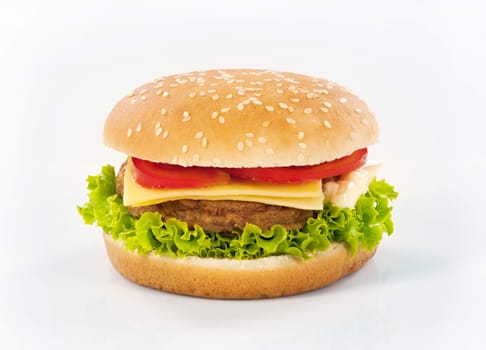 Studio shot of a hamburger - closeup