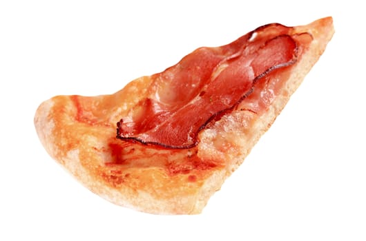 Slice of freshly baked pizza proscuitto - cutout