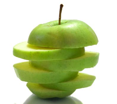 The photo shows an apple on a white background