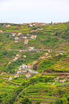 View from the hiking trail Levada do Central da Ribeira da Janela to the Atlantic Ocean, north coast of Madeira