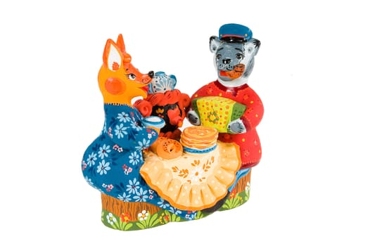 Traditional Russian folk dolls on a studio background