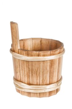 Russian national handmade wooden container on an isolated studio background