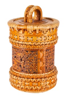 Wooden traditional Russian handmade container on isolated background