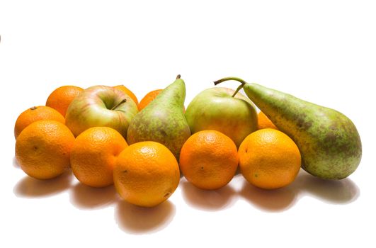 The photograph shows the fruits on white background