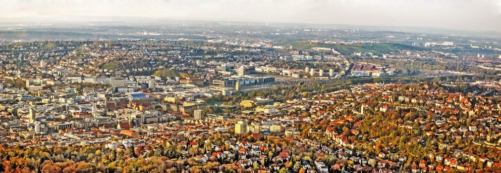 Panorama of german city Stuttgart, before construction project Stuttgart 21.