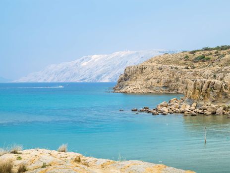 The crystal clear sea surrounding the island of Rab, Croatian tourist resort.