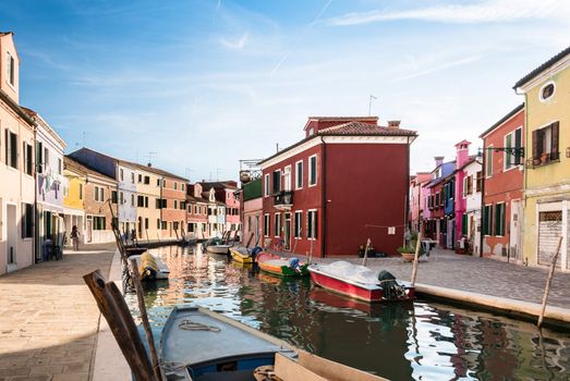 BURANO, ITALY CIRCA SEPTEMBER 2015: Burano is an island in the Venice lagoon known for its typical brightly colored houses and the centuries-old craftsmanship needle lace of Burano.