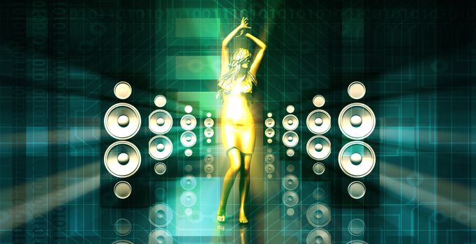 Disco Lady Dancing in a Nightclub as Concept