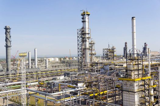 Industrial landscape of refinery at summer day