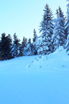 Slope on the skiing resort Spindleruv Mlyn, Krkonose, Czech Republic