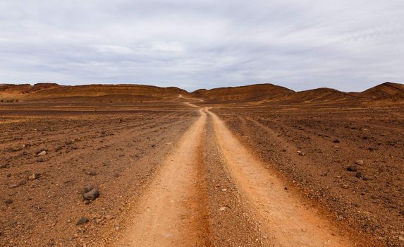 road to the Sahara desert comes to mountains, Morocco