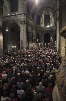 FRANCE, Paris: One week following the terrorist attacks, renowned French conductor Hugues Reiner led a 400-strong orchestra and choir in their performance of famous Mozart melodies on November 20, 2015.  Several thousand people attended the concert and collectively sang the French national anthem, the Marseillaise. Among the speakers at the event were the conductor Hugues Reiner, Danielle Simonnet representing the French government, and the catholic priest of Saint Sulpice church.  Performers included Joachim Bresson (tenor), Jacques Calatayud (baritone), Olga Gurkovska (alto) and Claudine Margely (soprano). Conductor Hugues Reiner called for solidarity and resistance against terrorism. 
