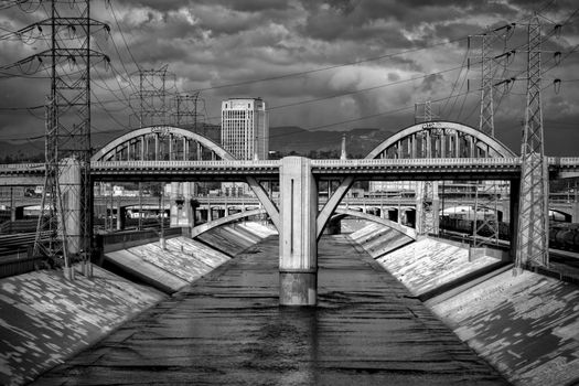 Sixth Street Viaduct and Los Angeles River in downtown Los Angeles, California
