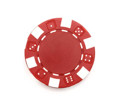 Red poker chip isolated on white