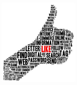 Thumb up like illustration word cloud concept