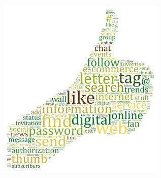 Thumb up like illustration word cloud concept