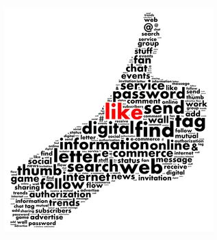 Thumb up like illustration word cloud concept