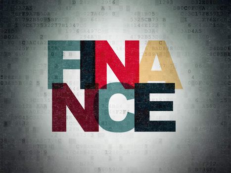 Money concept: Painted multicolor text Finance on Digital Paper background