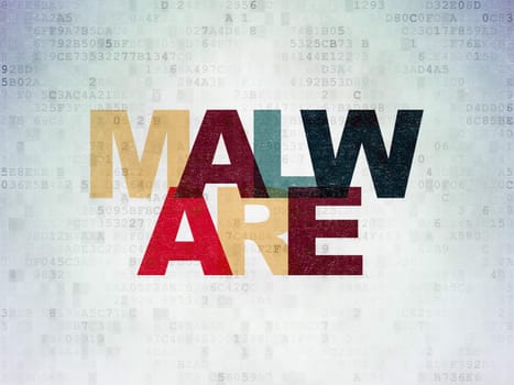 Privacy concept: Painted multicolor text Malware on Digital Paper background