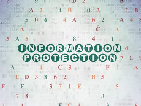 Protection concept: Painted green text Information Protection on Digital Paper background with Hexadecimal Code