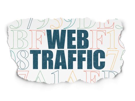 Web development concept: Painted blue text Web Traffic on Torn Paper background with  Hexadecimal Code