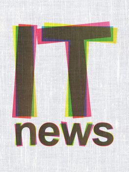 News concept: CMYK IT News on linen fabric texture background
