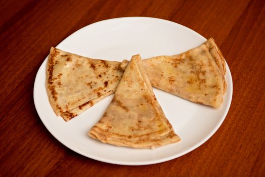 tasty pancakes closeup in plate