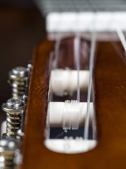 Guitar Strings Close Up with machine heads.