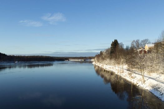 The River of Umeå, Sweden in early winter.