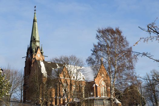 Church in Umeå, Sweden in early winter.