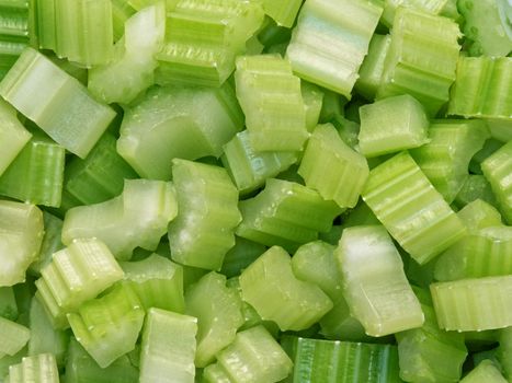 close up of diced cut celery food background