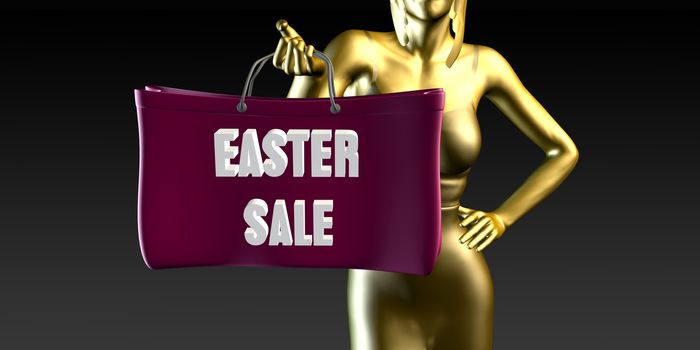 Easter Sale with a Lady Holding Shopping Bags