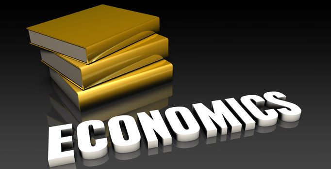 Economics Subject with a Pile of Education Books