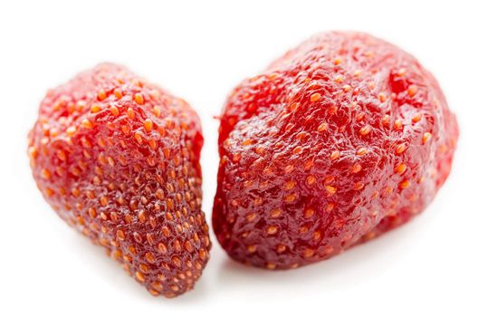 Dried strawberries isolated on white background