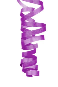 Purple Curl Confetti Party Streamer Hanging Down isolated on white background