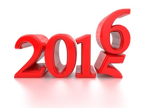 3d 2016. 2015-2016 change represents the new year 2016, three-dimensional rendering