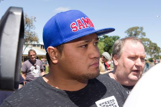 MELTON, VICTORIA/AUSTRALIA - NOVEMBER 2015: Anti Racism protesters violently clashed with reclaim australia groups rallying agsint Mulsim immigration.