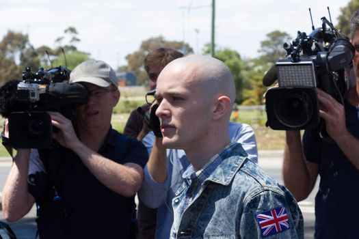 MELTON, VICTORIA/AUSTRALIA - NOVEMBER 2015: Anti Racism protesters violently clashed with reclaim australia groups rallying agsint Mulsim immigration.