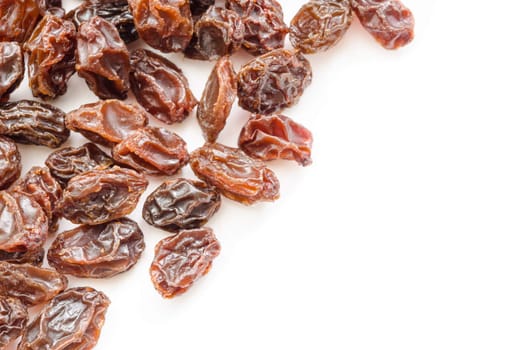 Close up the Raisins on white background