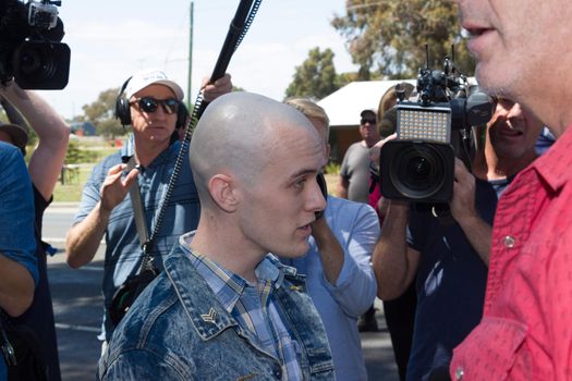 MELTON, VICTORIA/AUSTRALIA - NOVEMBER 2015: Anti Racism protesters violently clashed with reclaim australia groups rallying agsint Mulsim immigration.