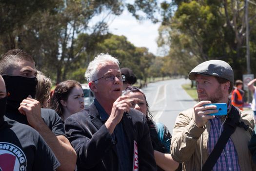 MELTON, VICTORIA/AUSTRALIA - NOVEMBER 2015: Anti Racism protesters violently clashed with reclaim australia groups rallying agsint Mulsim immigration.