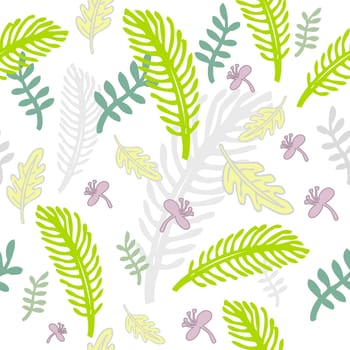 Vintage seamless floral pattern with hand drawn flower and leaves