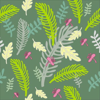 Vintage seamless floral pattern with hand drawn flower and leaves