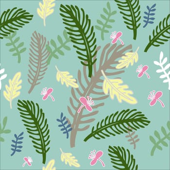 Vintage seamless floral pattern with hand drawn flower and leaves