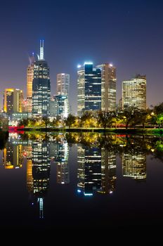 Melbourne City Skyline reflecting on the Yarra River