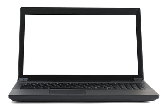 Laptop on isolated white background, front view