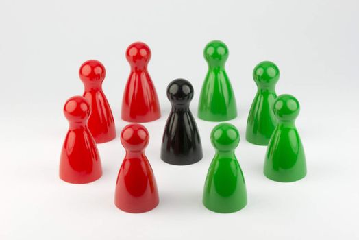 Conceptual game pawns that depict the concept different
